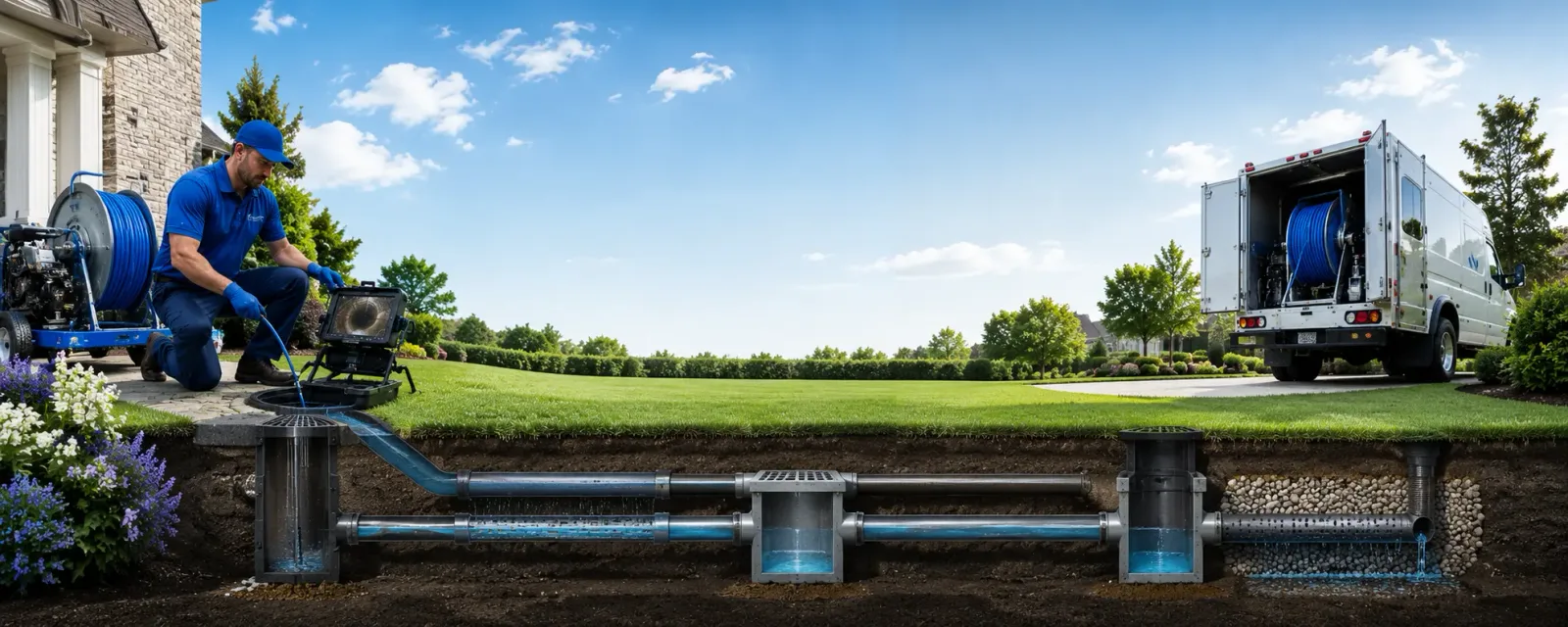 Outdoor drain cleaning information for West Newton, MA